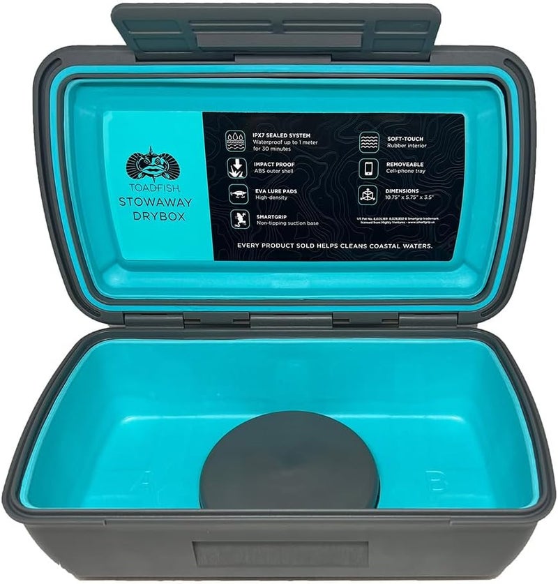 Toadfish Drybox - Waterproof IPX7 Sealed - EVA Lure Pads - Cell Phone Tray - Impact Proof - Smartgrip - Boat/Kayak/SUP Box - Image 1